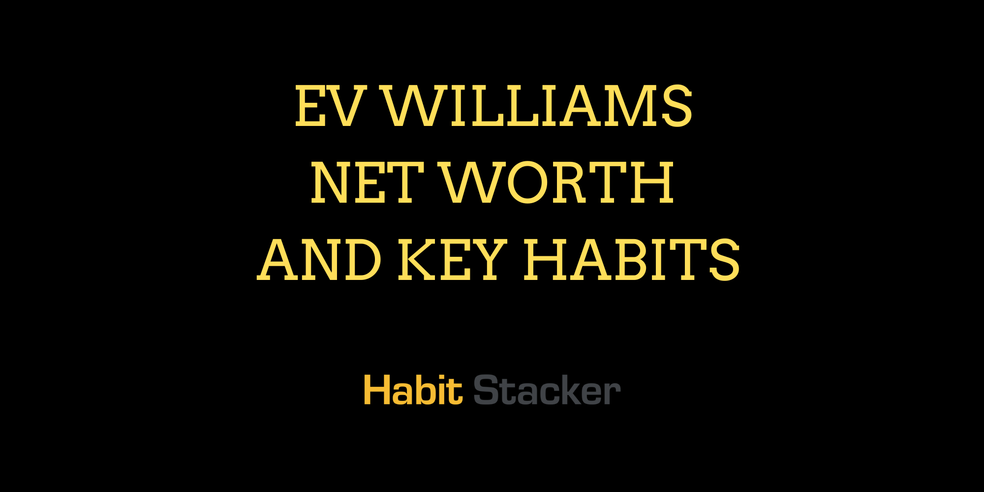 Ev Williams Net Worth and Key Habits